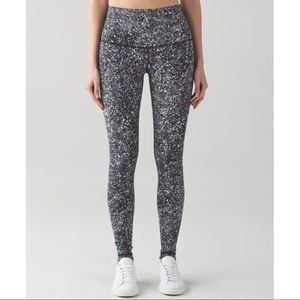 Lululemon Wunder Under Leggings, Hi-Rise, White Black & Gray Splatter